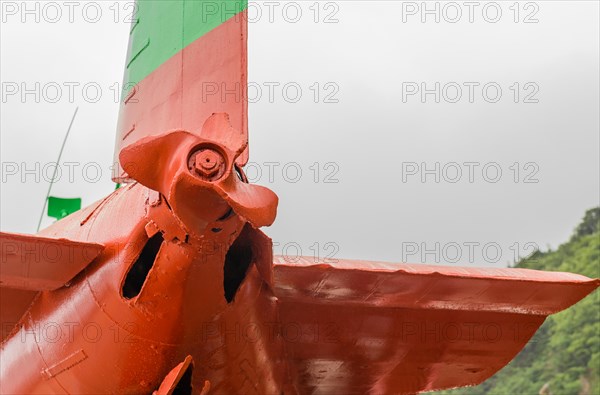 Aft section of North Korean submarine with damaged propeller on display at Unification Park in Gangneung, South Korea, Asia