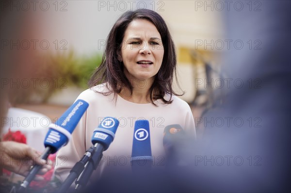 Annalena Baerbock (Alliance 90/The Greens), Federal Foreign Minister, photographed during a doorstep at the meeting of G7 foreign ministers in Capri, 18 April 2024. Photographed on behalf of the Federal Foreign Office