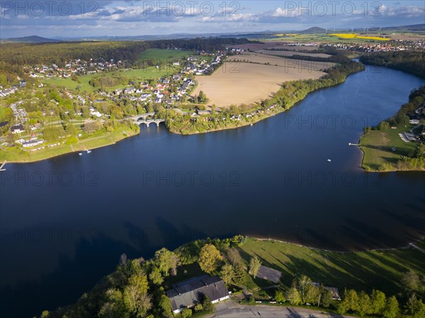 The Malter Dam is a dam built between 1908 and 1913 in the Free State of Saxony near the town of Malter, which impounds the middle reaches of the Rote Weisseritz. The dam is a curved gravity dam made of quarrystone masonry according to the Intze principle. The local road from Malter to Seifersdorf runs over the dam wall, Malter, Saxony, Germany, Europe