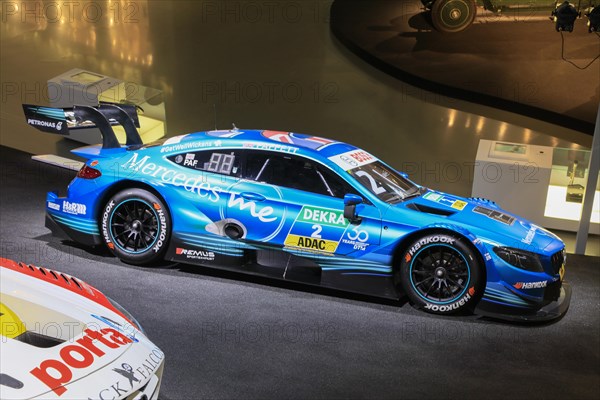 AMG C63 touring car driven by Gary Paffett, DTM Champion 2018, Mercedes-Benz Museum, Stuttgart, Baden-Wuerttemberg, Germany, Europe