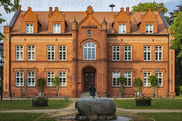 Historic town hall of Dargun, the former Red School, a heritage-protected building from the Wilhelminian era in Dargun, Mecklenburg Lake District, Mecklenburg-Vorpommern, Germany, Europe