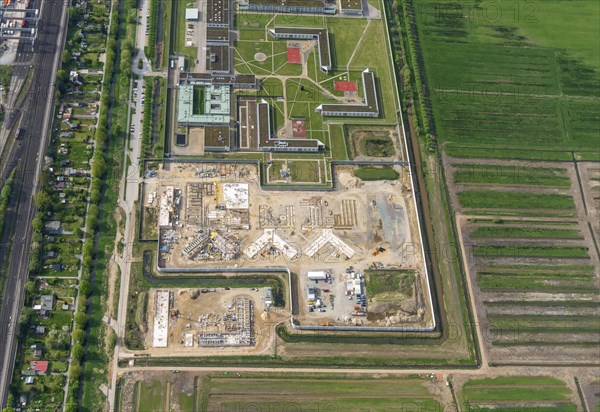 Aerial view, correctional centre, Billwerder, construction, new building, extension, Hamburg, Germany, Europe