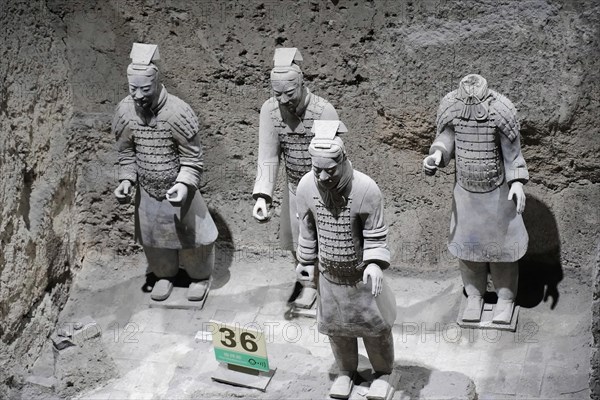 Figures of the Terracotta Army, Xian, Shaanxi Province, China, Asia, Special grouping of kneeling warriors in the Terracotta Army, Xian, Shaanxi Province, China, Asia