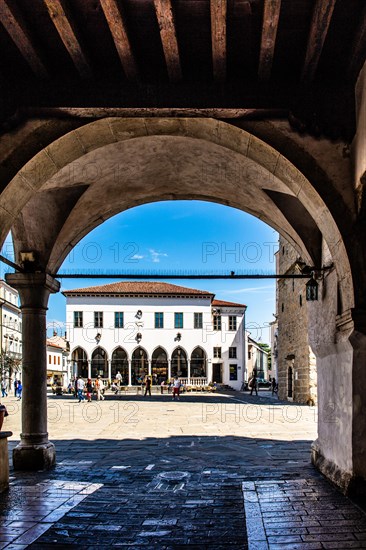 Loggia on Titov trg square, harbour town of Koper on the Adriatic coast, Slovenia, Koper, Slovenia, Europe