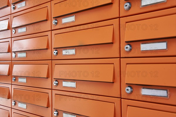 Letterboxes in a complex for holiday flats in 23570 Travemuende, Travemuende, Schleswig-Holstein, Germany, Europe