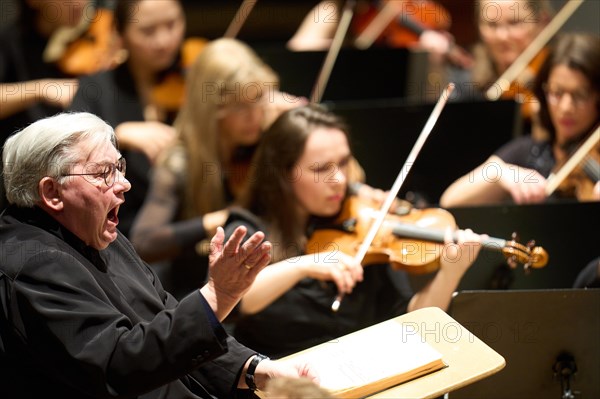 Farewell concert by Professor Mathias Breitschaft with the Rheinische Philharmonie State Orchestra in the Rhein-Mosel-HalleMusik-Institut Koblenz, Rhineland-Palatinate, Germany, Europe