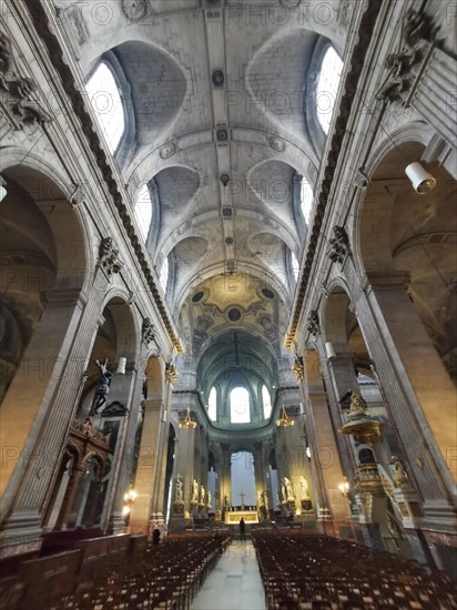 Paris 6e arrondissement. Inside the church of Saint-Sulpice, Ile de France, France, Europe