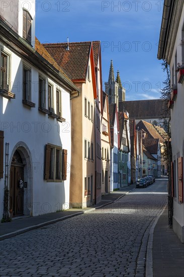 Klingengasse, St Jakob's Church, Rothenburg ob der Tauber, Middle Franconia, Bavaria, Germany, Europe