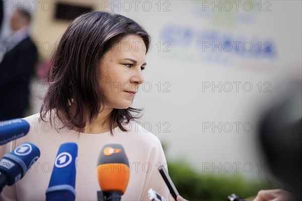 Annalena Baerbock (Alliance 90/The Greens), Federal Foreign Minister, photographed during a doorstep at the meeting of G7 foreign ministers in Capri, 18 April 2024. Photographed on behalf of the Federal Foreign Office