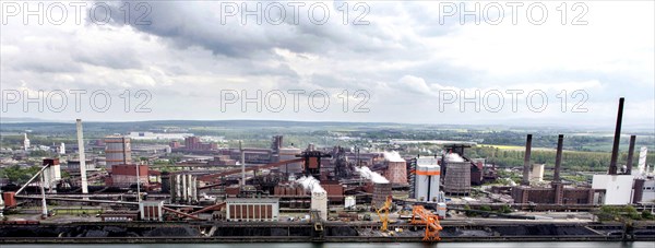 Aerial view of Salzgitter AG steelworks, 09.05.2015, Salzgitter, Lower Saxony, Germany, Europe