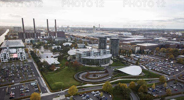 Aerial view of the VW plant and the Autostadt in Wolfsburg, 25 October 2015, Wolfsburg, Lower Saxony, Germany, Europe