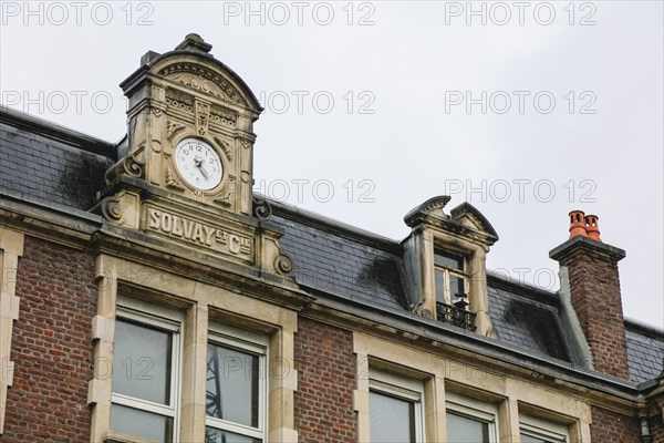 Historic company building, Solvay chemical plant for the production of bicarbonate and carbonate of soda or sodium carbonate, Dombasle-sur-Meurthe, Departement Meurthe-et-Moselle, Lorraine, Grand Est region, France, Europe