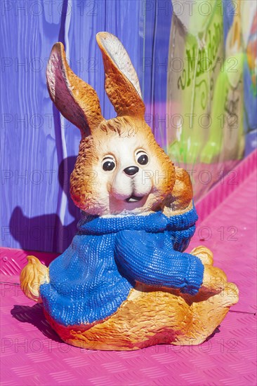 Colourful Easter bunny, decoration, figure at the Bremen Easter meadow fair, Buergerweide, Bremen, Germany, Europe