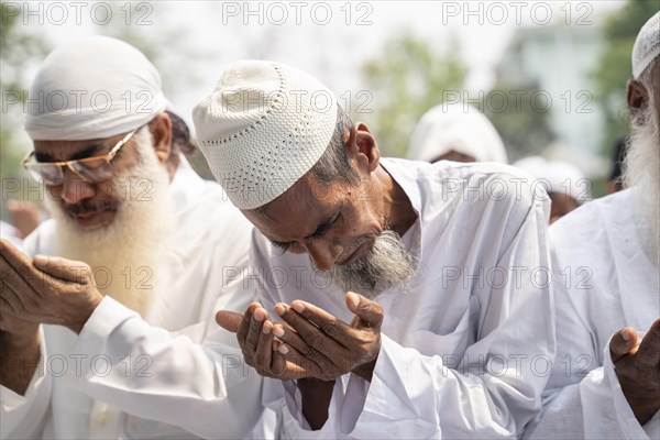 GUWAHATI, INDIA, APRIL 11: Muslims gather to perform Eid al-Fitr prayer at Eidgah in Guwahati, India on April 11, 2024. Muslims around the world are celebrating the Eid al-Fitr holiday, which marks the end of the fasting month of Ramadan
