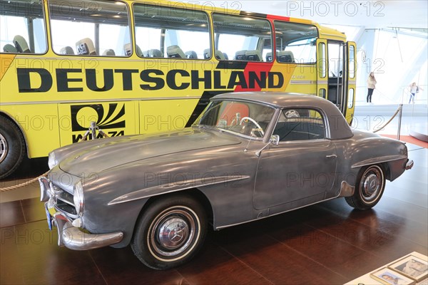 Mercedes-Benz 190 SL of astronaut David Randolph Scott, Mercedes-Benz Museum, Stuttgart, Baden-Wuerttemberg, Germany, Europe