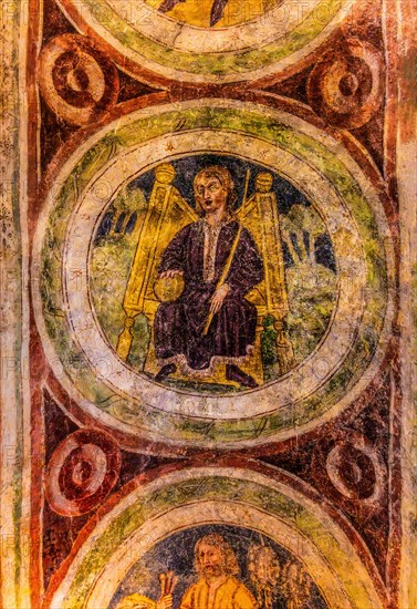 Months of the year: April, Gothic frescoes from 1490, a highlight of medieval wall painting, by John of Kastav, Romanesque Church of the Holy Trinity, 15th century, Hrastovlje, Slovenia, Hrastovlje, Slovenia, Europe