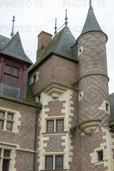 Gien. The castle built from 1482 for Anne de France and Pierre II de Beaujeu, hunting museum, Loiret department, Centre-Val de Loire. France