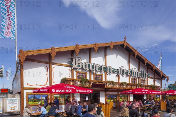 Bavarian festival hall or Bavarian tent, catering at the Bremen Osterwiese folk festival, Buergerweide, Bremen, Germany, Europe