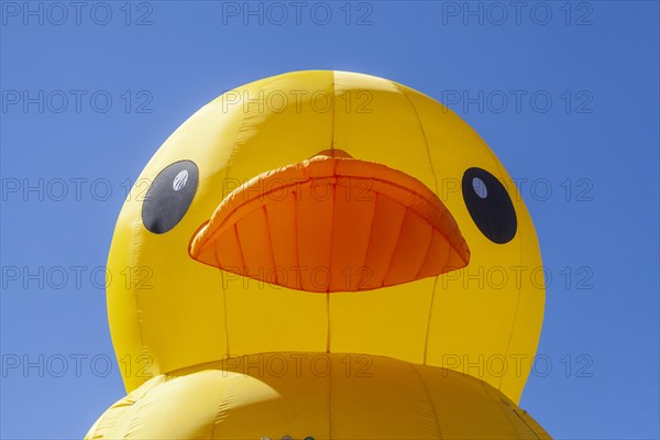 Yellow duck, decoration, figure at the Bremen Easter Fair, Buergerweide, Bremen, Germany, Europe