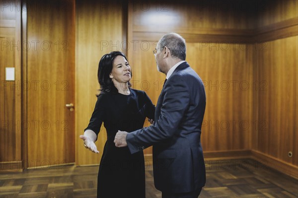 (L-R) Annalena Baerbock (Alliance 90/The Greens), Federal Foreign Minister, meets Ayman Safadi, Foreign Minister of Jordan, for talks in Berlin, 16 April 2024 / Photographed on behalf of the Federal Foreign Office