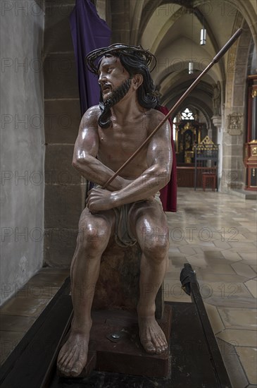 Life-size, carved figure of Jesus, 350-year-old processional figure in St Michael's Church, Neunkirchen am Brand, Middle Franconia, Bavaria, Germany, Europe