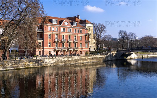 Residential building on the Spree, northern Monbijou Bridge at the Bode Museum, Berlin, Germany, Europe