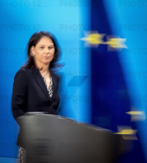 Statement by Annalena Baerbock (Alliance 90/The Greens), Federal Foreign Minister, after a meeting of the Federal Government's crisis team on the situation in the Middle East following Iran's attack on Israel. 'Photographed on behalf of the Federal Foreign Office'