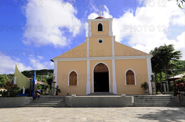 Church of San Juan del Sur, Nicaragua, Central America, Church building with steps marking the entrance to a religious site, Central America