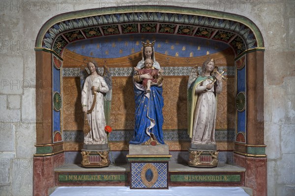 Marian altar in the Cathedral of Notre Dame de l'Assomption, Lucon, Vendee, France, Europe