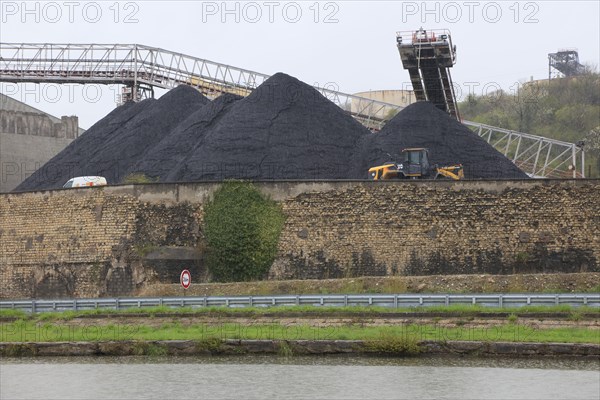 Coal storage, Solvay chemical plant for the production of bicarbonate and carbonate of soda or sodium carbonate, Dombasle-sur-Meurthe, Meurthe-et-Moselle department, Lorraine, Grand Est region, France, Europe