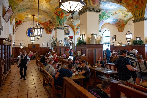 Main Hall in the Hofbraeuhaus, Munich, Bavaria, Germany, Europe