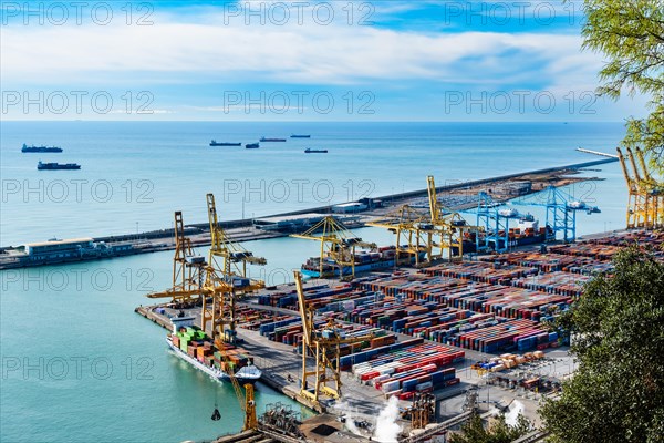 Container port in Barcelona, Spain, Europe