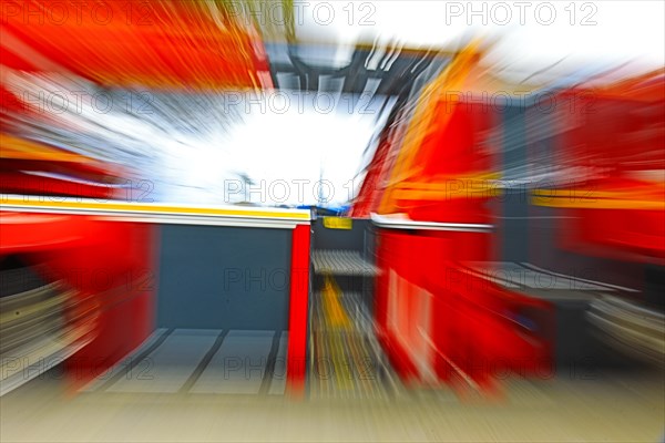 Fire engine Scania, zoomed, DLA (K) 23 12 of the professional fire brigade Dresden FRW 4 Loebtau, Dresden, Saxony, Germany, Europe