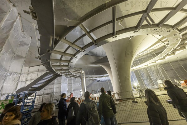 Open construction site days at the new main railway station. 115, 000 visitors visit the billion-euro Stuttgart 21 project and the gutted Bonatzbau, the new underground railway station. The opening of the new through station is planned for December 2025. Stuttgart, Baden-Wuerttemberg, Germany, Europe