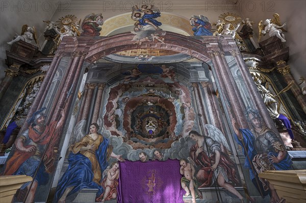 Holy Sepulchre, created in 1764, in front of the altar of St Bartholomew's Church, Kleineibstadt, Lower Franconia, Bavaria, Germany, Europe