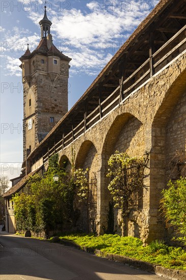 Klingentorbastei, historic town wall, Rothenburg ob der Tauber, Middle Franconia, Bavaria, Germany, Europe