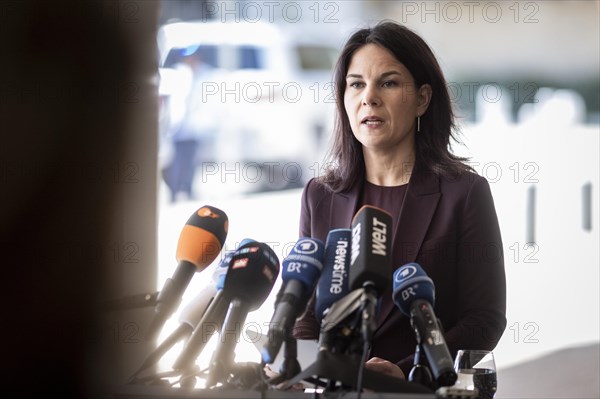 Annalena Baerbock (Buendnis 90/Die Gruenen), Federal Foreign Minister, photographed during a press statement in Tel Aviv, 17.04.2024. Photographed on behalf of the Federal Foreign Office