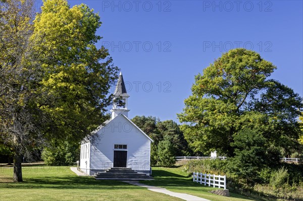 Saugatuck, Michigan, The Gibson Church, a small country church that was moved in 2010 to the Felt Estate. It is now called the Chapel at Shore Acres. The Estate includes a summer home built for Dorr and Agnes Felt in the 1920s. The mansion and grounds are now used for special events