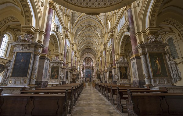 Interior of Ebrach Abbey, former Cistercian abbey, Ebrach, Lower Franconia, Bavaria, Germany, Europe
