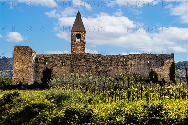 Romanesque Church of the Holy Trinity, 15th century, behind fortified walls, Hrastovlje, Slovenia, Hrastovlje, Slovenia, Europe