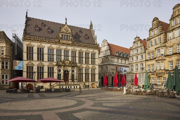 Chamber of Industry and Commerce, IHK for Bremen and Bremerhaven in the Schuetting and Gable Houses on Bremen Market Square in Bremen, Hanseatic City, State of Bremen, Germany, Europe