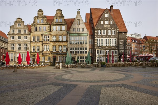 Houses with gables on Bremen Market Square in Bremen, Hanseatic City, State of Bremen, Germany, Europe