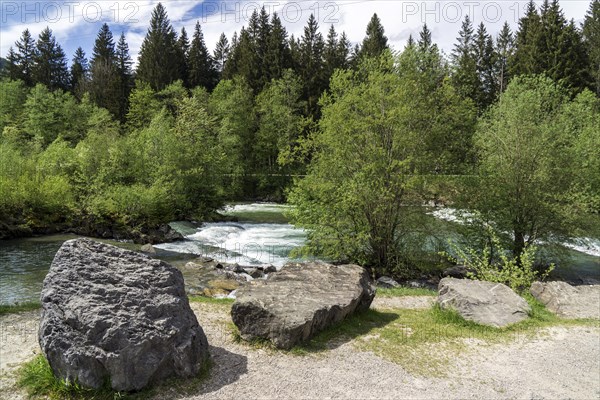 Illersprung, confluence of the Trettach, Breitach and Stillach rivers, between Oberstdorf and Fish, Oberallgaeu, Allgaeu, Bavaria, Germany, Europe