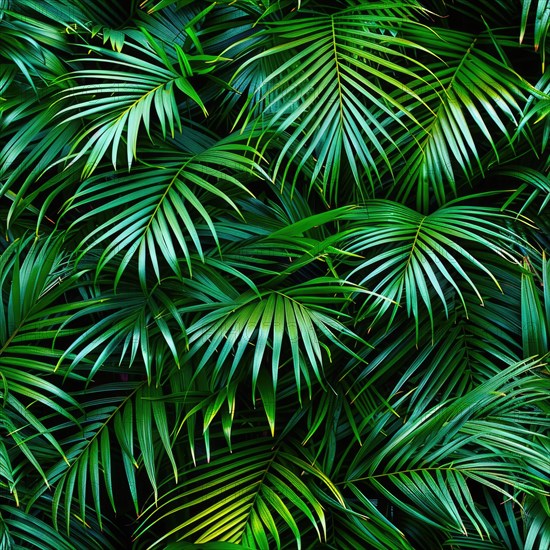 Seamless pattern of tropical palm leaves AI generated