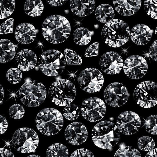 Seamless pattern of sparkling diamonds on a black background AI generated