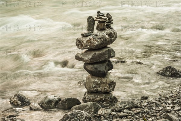 Cairn, Oybach in Oytal, near Oberstdorf, Allgaeu, Bavaria, Germany, Europe