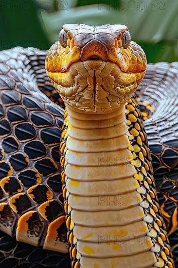 Rearing King cobra, Asia, AI generated