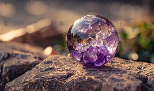 Natural gemstone sphere formed earth globe AI generated