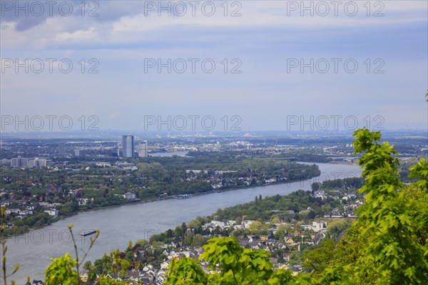 View of Bonn, North Rhine-Westphalia, Germany from the Drachenfels, a mountain in the Siebengebirge mountains above the Rhine