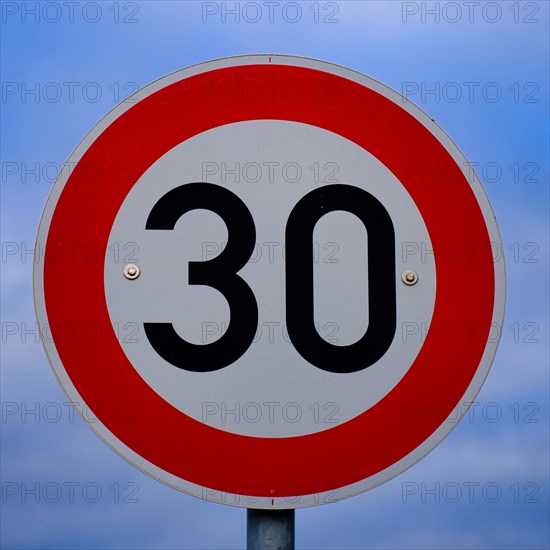 Number 30, digit, traffic sign, anniversary, birthday, North Rhine-Westphalia, Germany, Europe